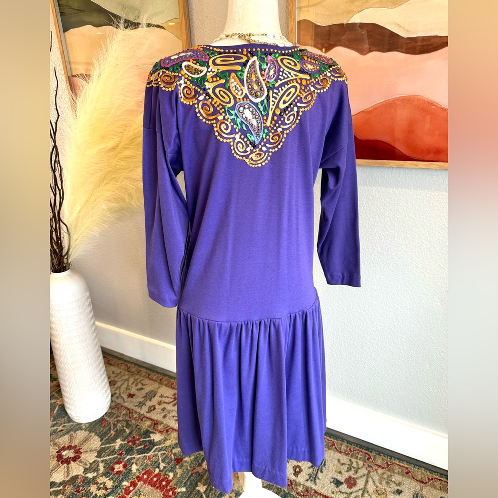 Judy Beth & CO Vintage Hand Painted Drop Waist Dress - Picture 9 of 11